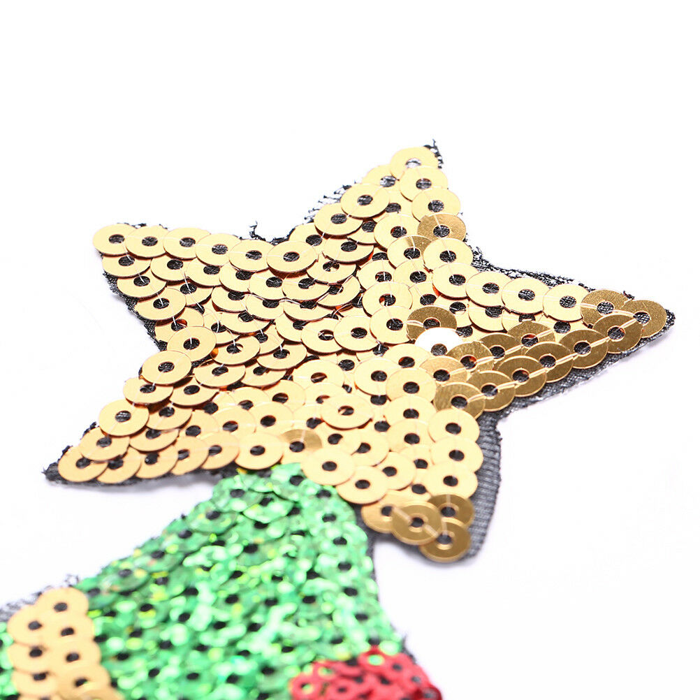 Merry Christmas sequins Xmas tree cartoon happy diy applique iron on patch.l8