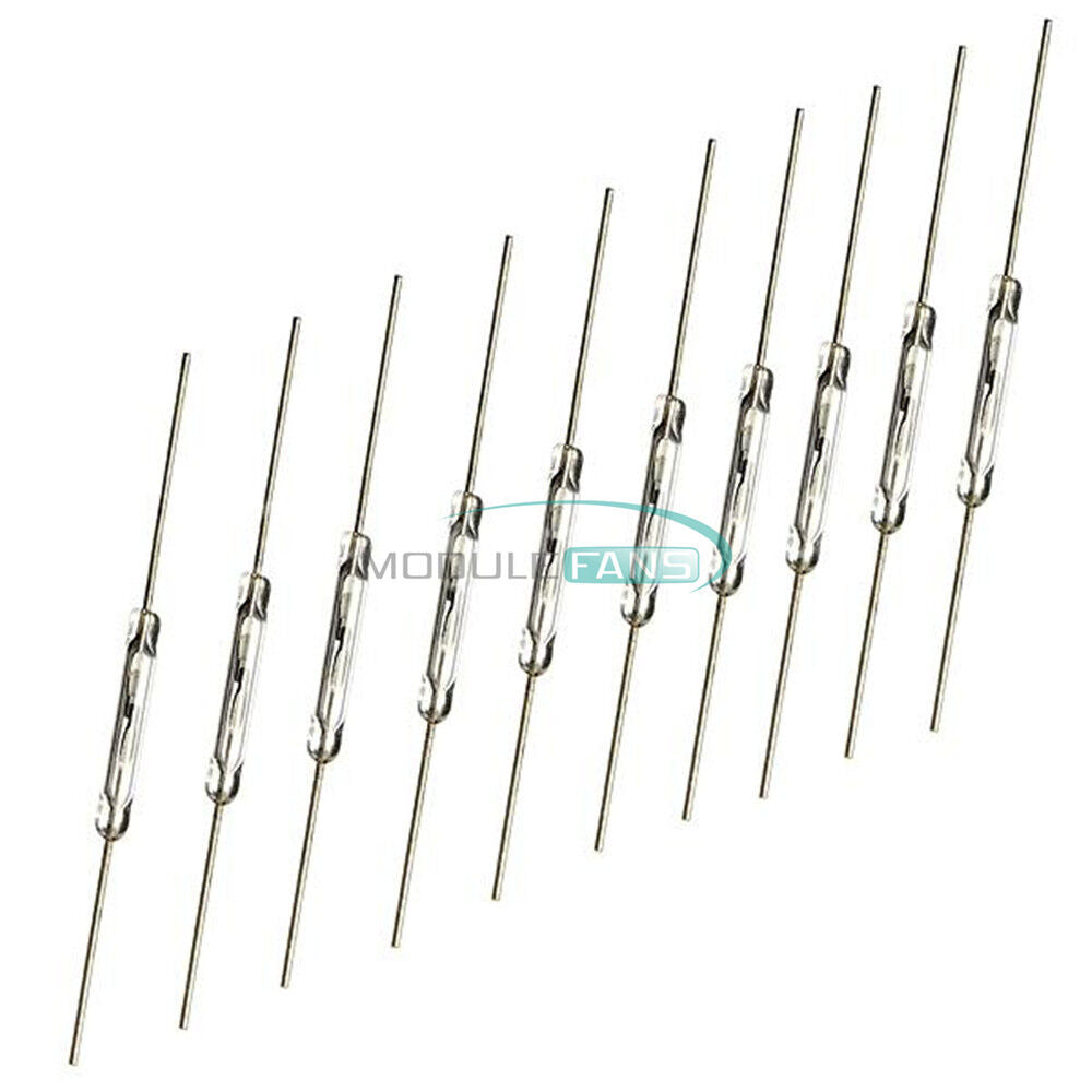10Pcs MKA-14103 Tone Leads Glass N/O SPST Reed Switches 10-15AT 2 x 14mm White