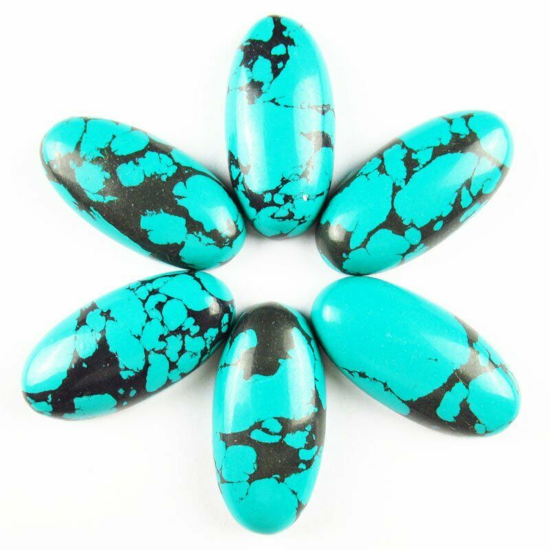 8pcs 30x15x7mm Blue Black Turquoise 38g Oval Cab Cabochon A-310JM