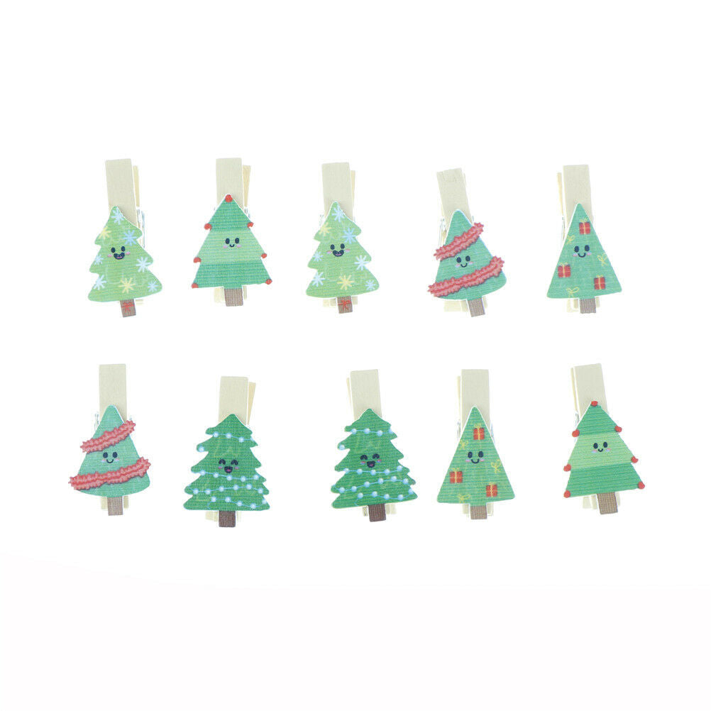 10Pcs Christmas theme Christmas Gift Christmas Tree Wood Clip Decorative ClipDD