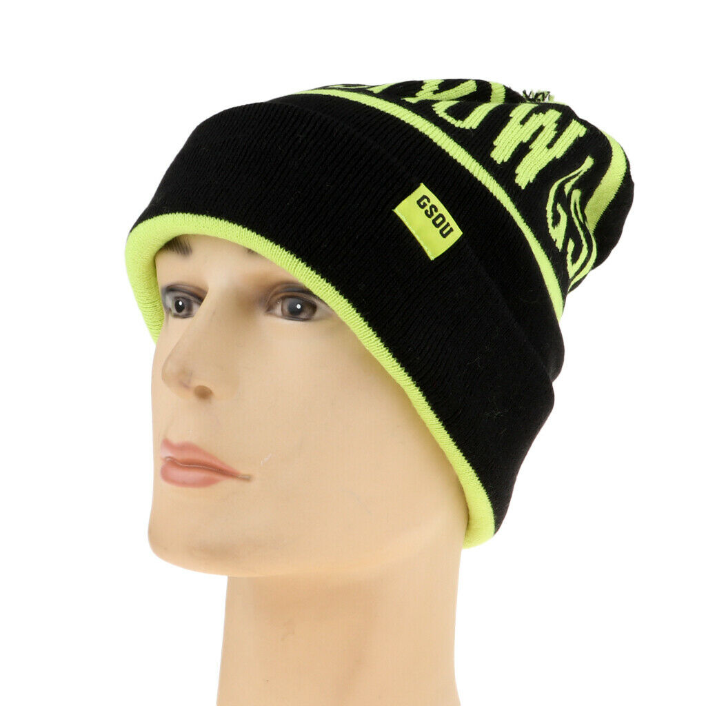 Unisex Snowboard Baggy Beanie Hat Winter Warm Pom Knit Ski Cap Green