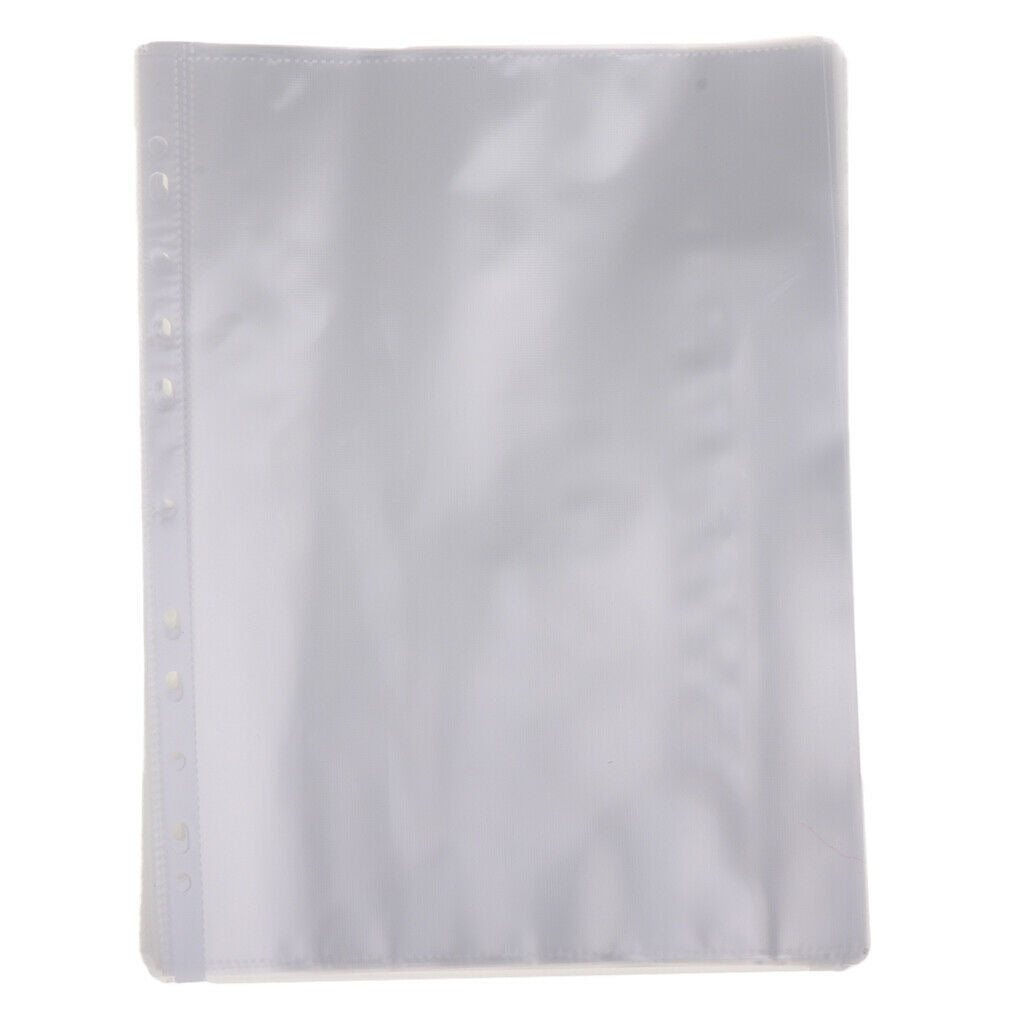 100pcs A4 11 Holes PP Loose Leaf Sheet Protectors Paper File Documents Bag