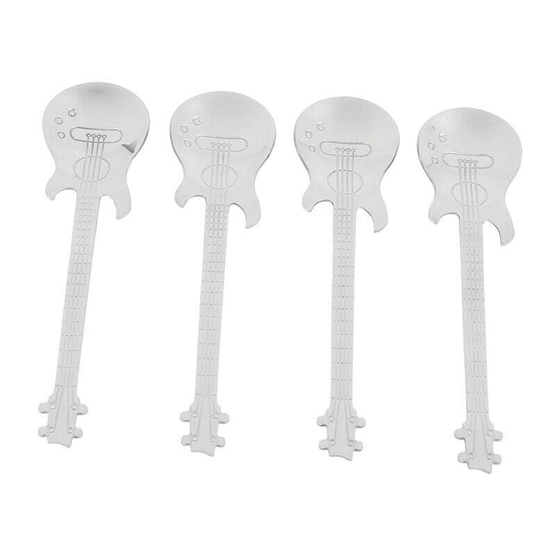 Guitar Coffee Teaspoons,4 Pcs Stainless Steel Musical Coffee Spoons Teaspoons P2