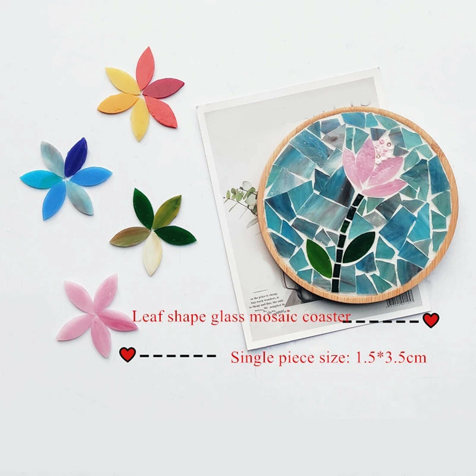 150Pieces Mosaic Tiles Flower Leaves Stained Glass Art Pots Stepping Stones