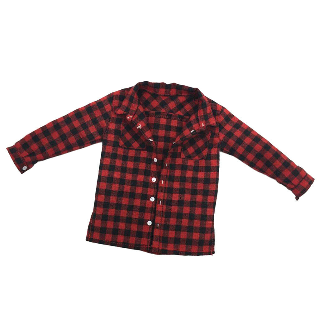 1/6 Male Red Plaid Casual Shirt Clothes for 12inch TBLeague BBI Dress up