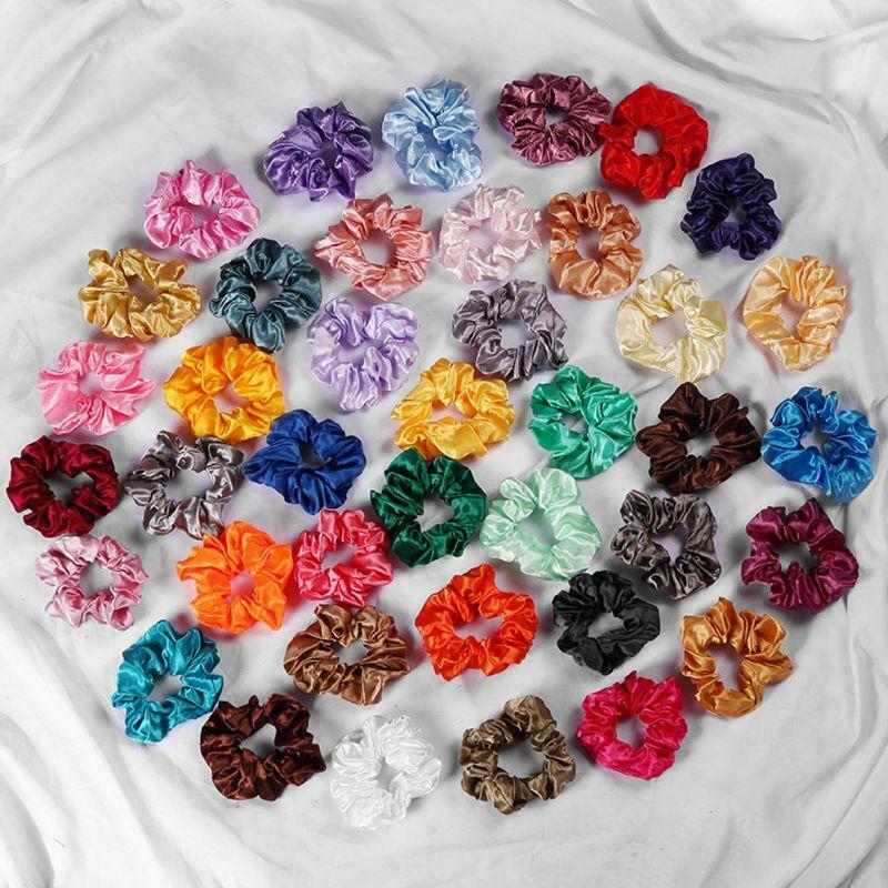 40Pcs Satin Elastic Hair Bands Scrunch Ponytail Holder Scrunchy Hair Women Ties