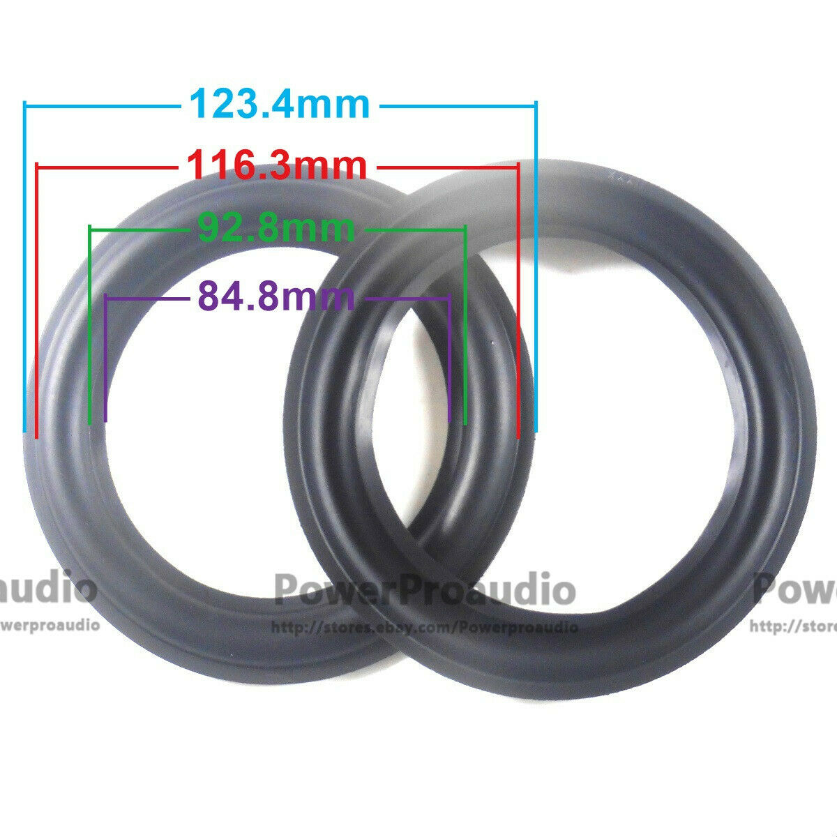 2pcs High quality 5 Inch Rubber surround DIY Fit For ATC Speaker 123-116-92-84mm