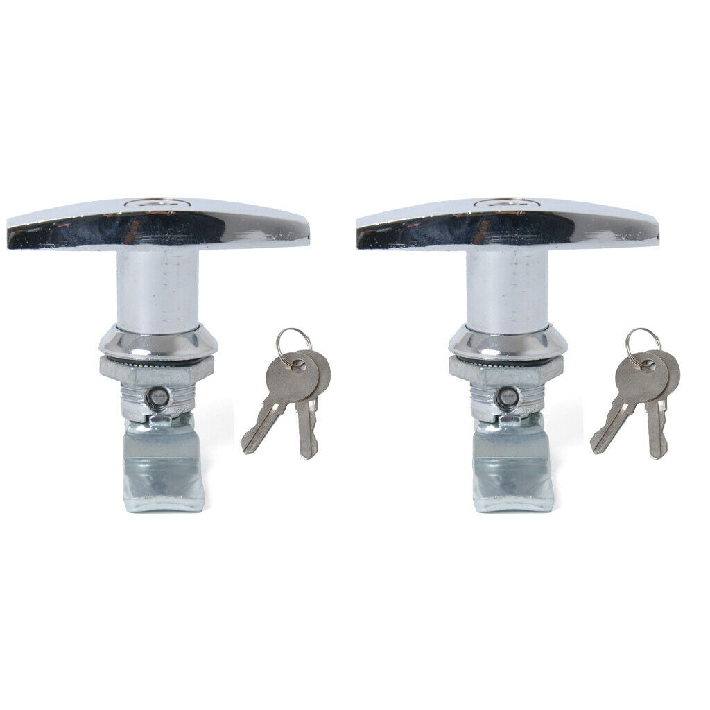 2x Safe Garage Door Opener "T" Handle Tool Latch w/ 2 Keys for Caravans&Trailers