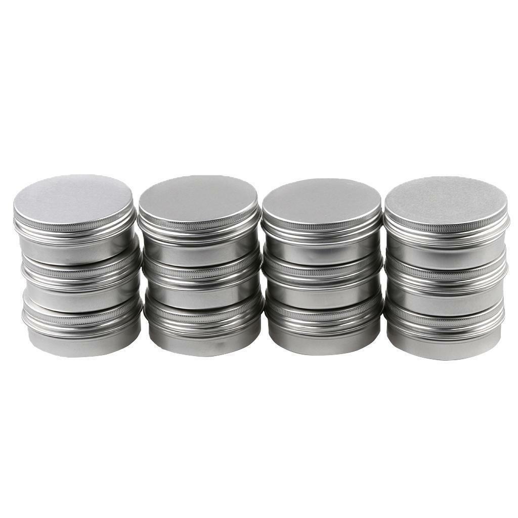 12 Metal Tin Storage Jar Containers Screw Top Lids Storing Make Up Candles Box