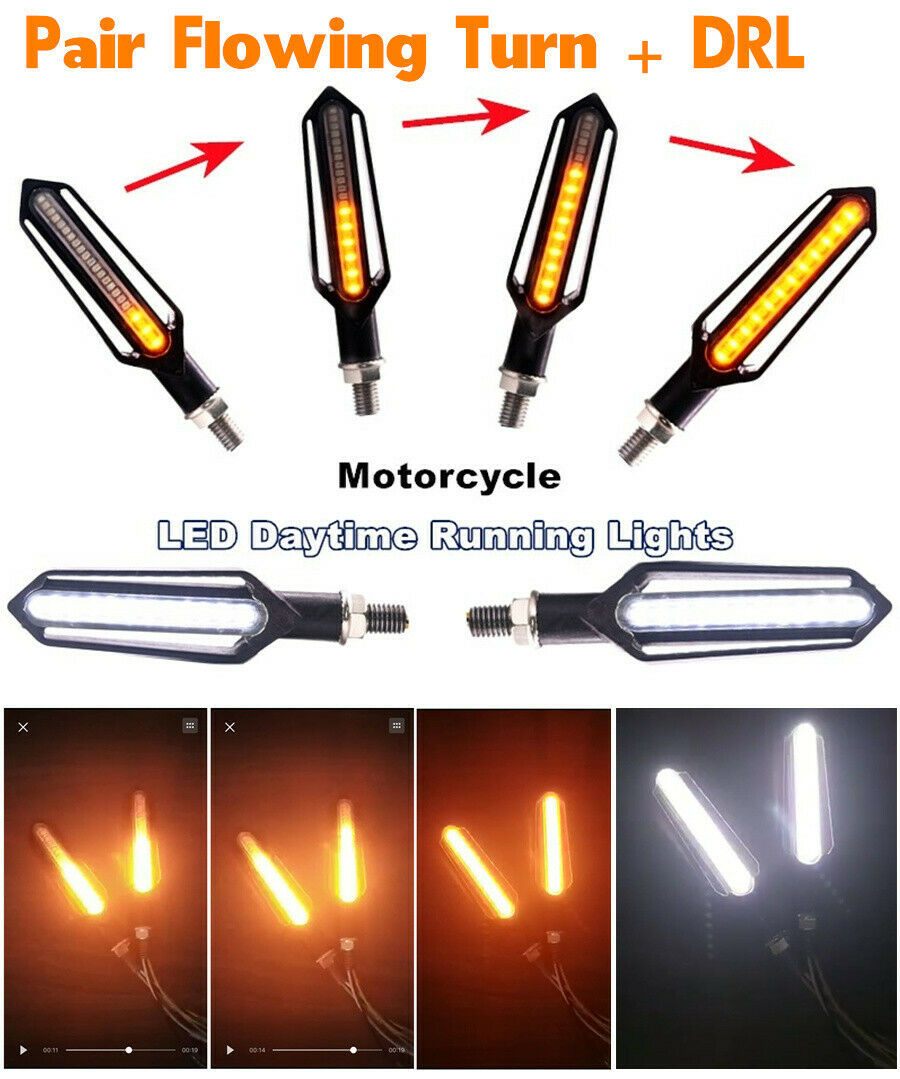 2x Motorcycle LED Amber Turn Signal Blinker light Indicators & DRL lamp 24 LED