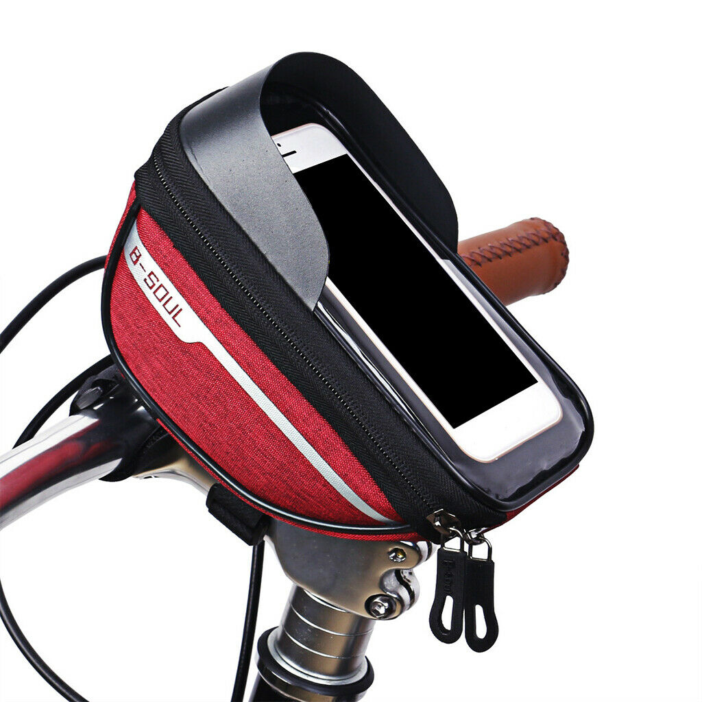 Bicycle Front Frame Bag Cycling Bike Waterproof Phone Holder Case Pack Red