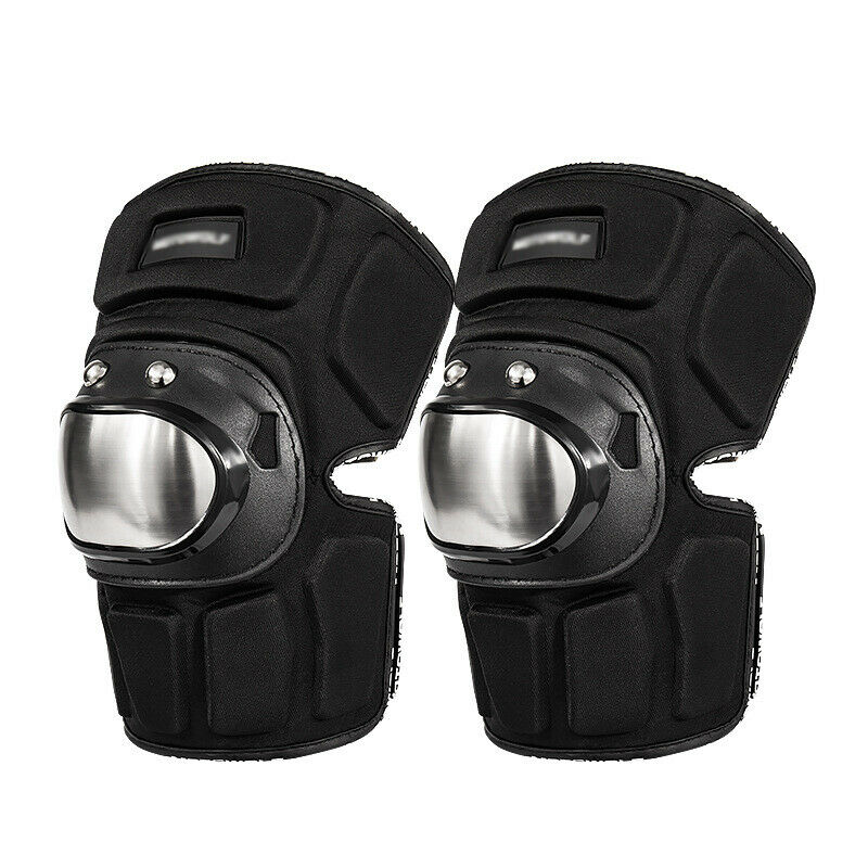 Motorcycle Racing Motocross Knee Pads Protector Guards w/ Stainless Steel Shell