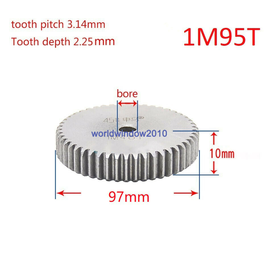 1Mod95T Spur Gear Steel Motor Gear Thickness 10mm Reference Diameter 97mm