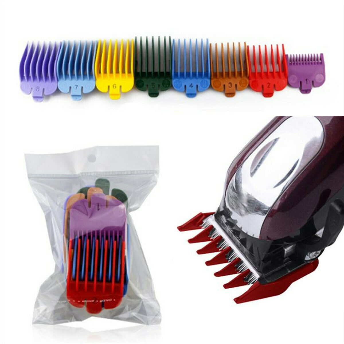 8Pcs/Set Hair Clipper Limit Comb Guide Size Cutting Replacement Tool Accessories