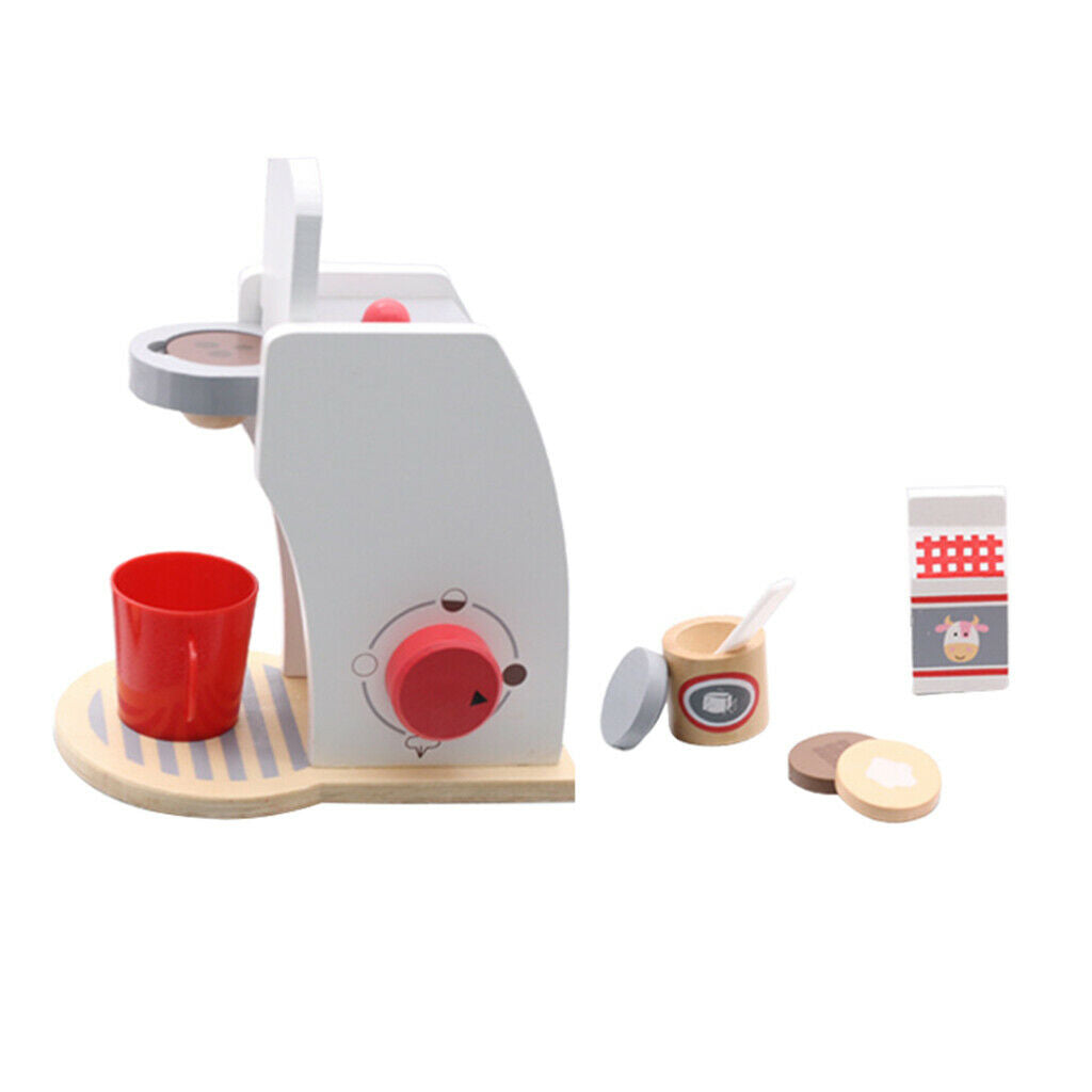 Wooden Mini Simulation Coffee Maker Machine Pretend Play Role Play Toys