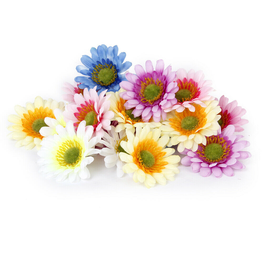 10Pcs 3.15" Artificial Gerbera Daisy Silk Flowers Heads for DIY Wedding