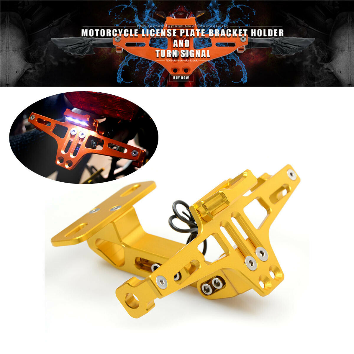 Motorcycle Multi-Angle License Plate Holder Tail Light Aluminium alloy Bracket