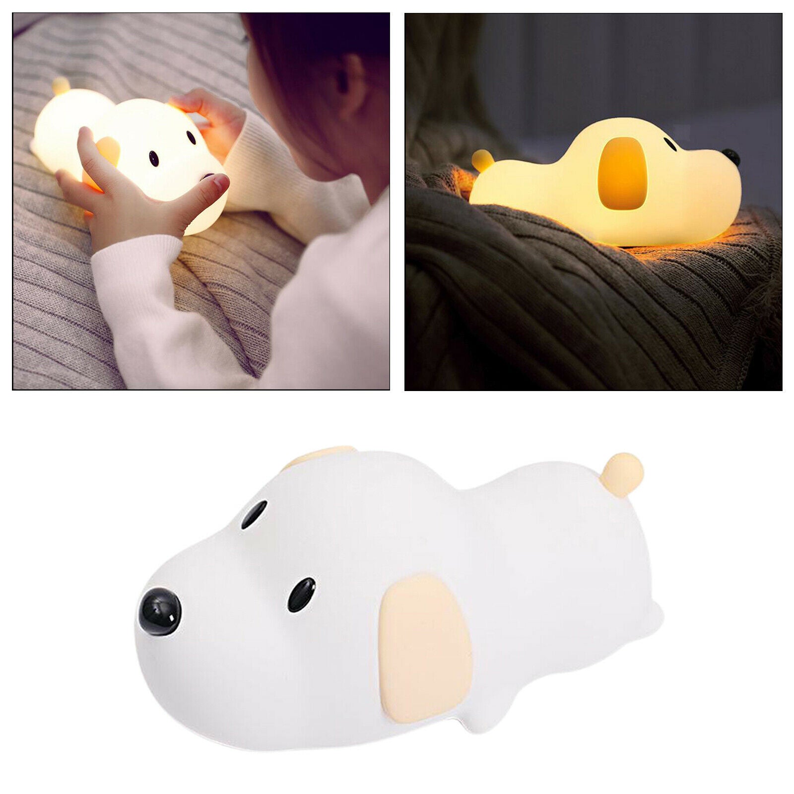 Silicone Puppy Touch Sensor Night Light Color Changing Children Bedside Lamp