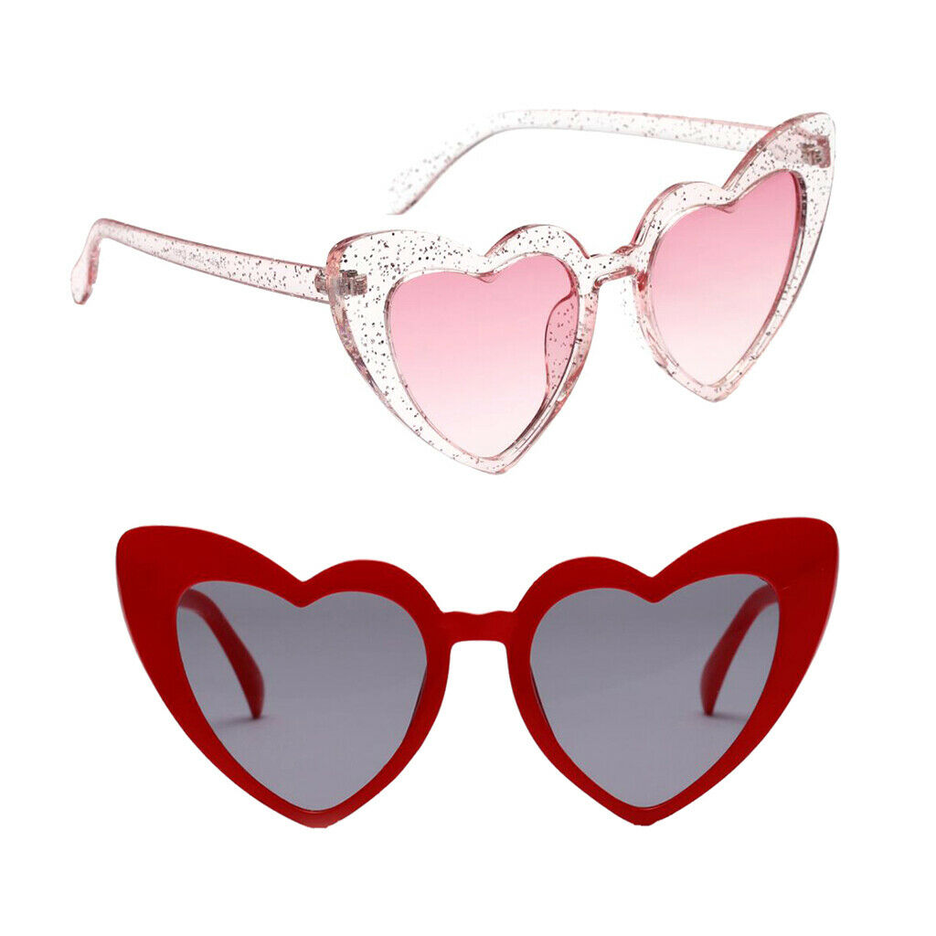 2 Pack Women's Fashion Heart Shaped Sunglasses PartySun Glasses Eyewear