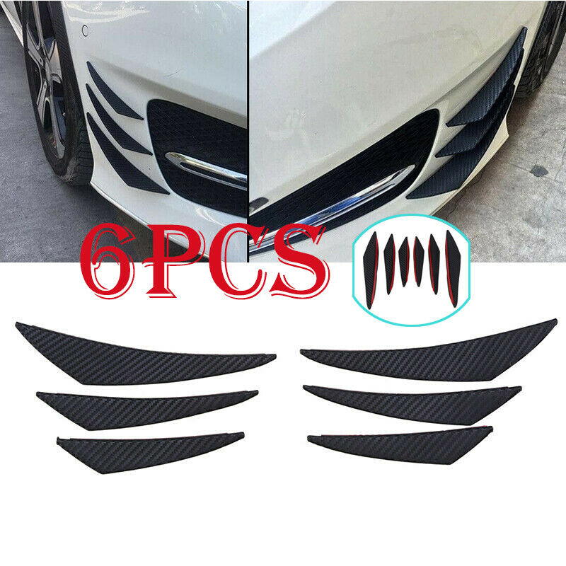 6X Universal Carbon Fiber Car Front Bumper Fins Diffuser Canards Splitter Lips