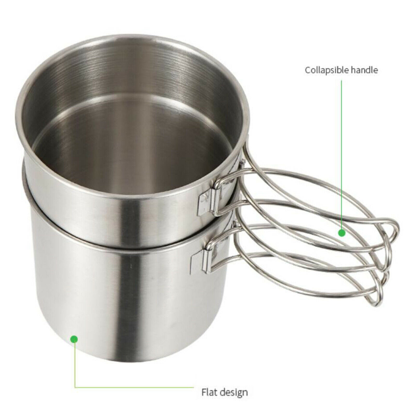 Portable 2x Camping Cup Kit Pot Cooking Bowl Hiking Adventure Outdoor Tool