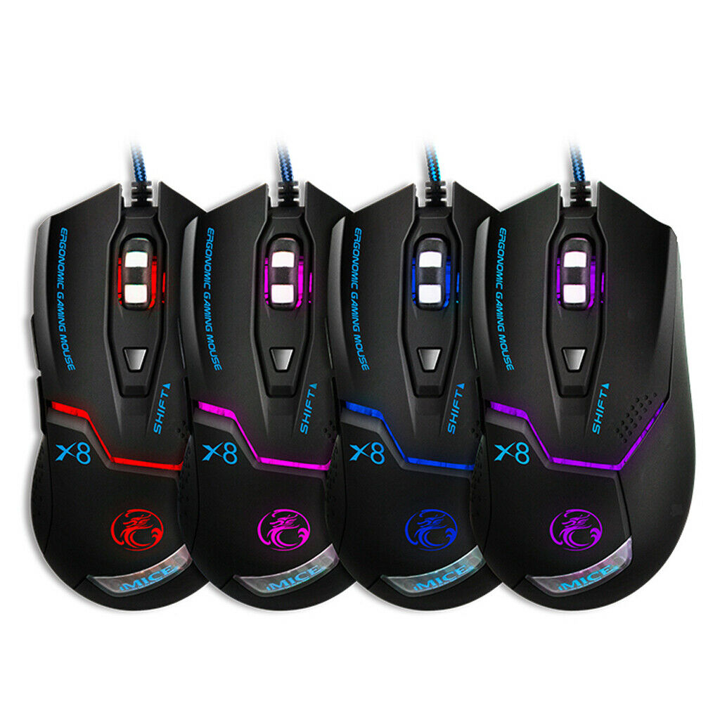 X8 Gaming Mouse USB Wired Computer Mice Ergonomics LED Light for PC Gamer