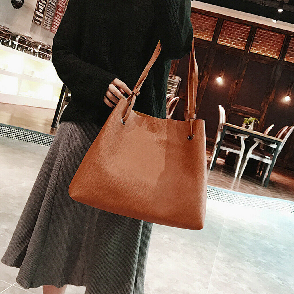 Women Clutch Bag PU Leather Shoulder Crossbody Purse Handbags - Brown, as