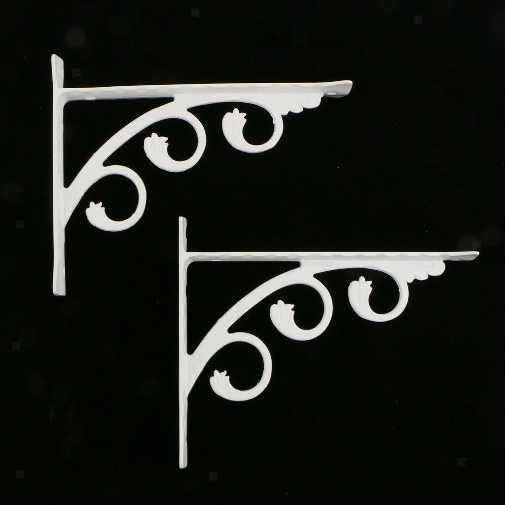 2Pcs European Wall Mounted Metal L Shaped Shelf Bracket Support Holder White UK