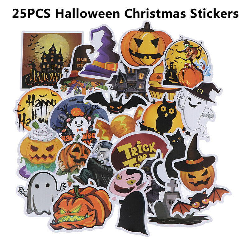 25Pcs/set Happy Halloween Christmas Stationery Stickers Waterproof PVC Stick_DD