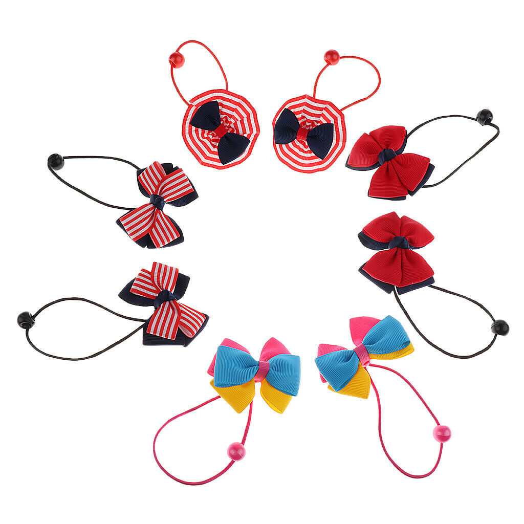 8 Piece Baby Girls Hair Bow Elastic Ties Ponytail Holders Hair Bands Style 3
