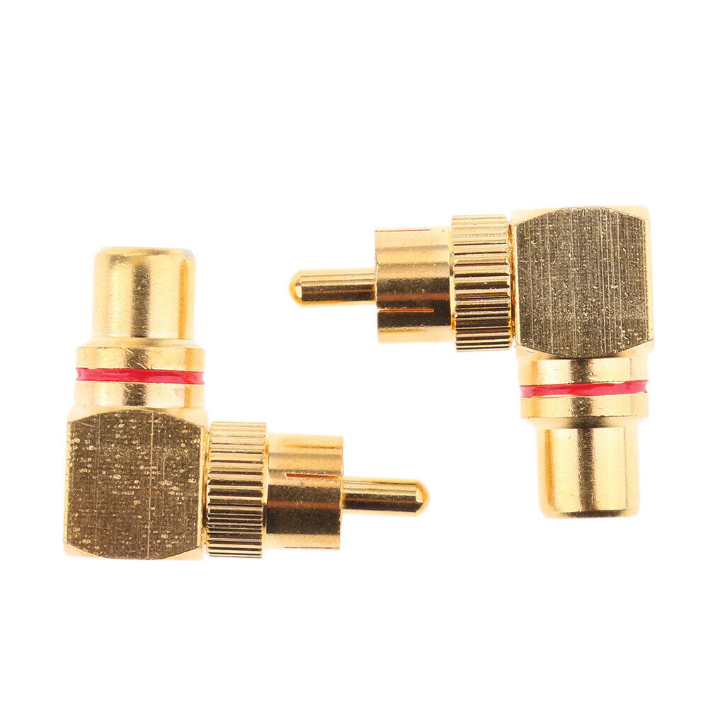 2X RCA Right Angle Connector Plug Adapters Male To Female 90 Degree