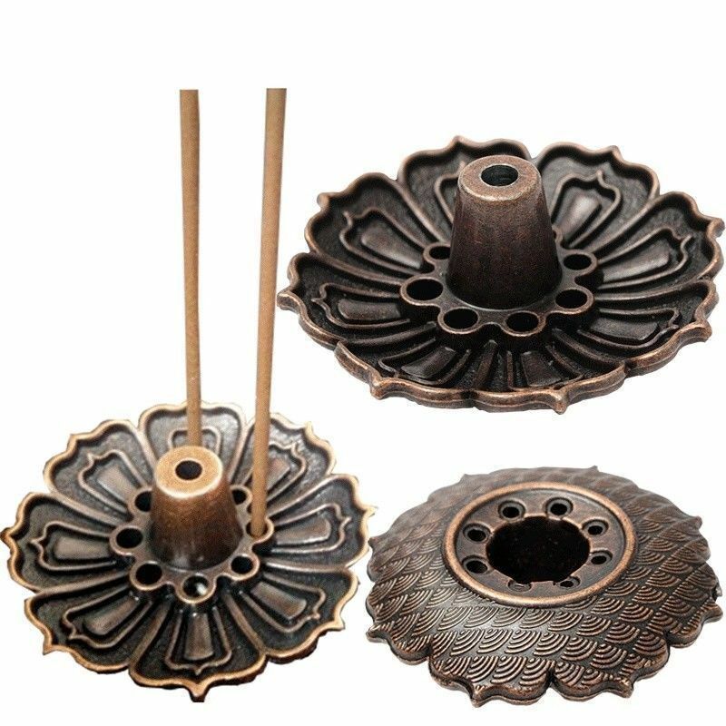 9 Holes Lotus Shape Incense Burner Holder Statue Censer Plate For Sticks & Cone
