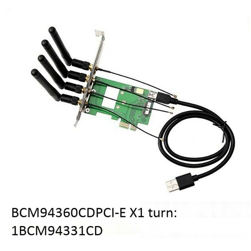 BCM94360CD/BCM94331CD to PCI-E 1X Adapter Card Converter for Desktop Computer B8