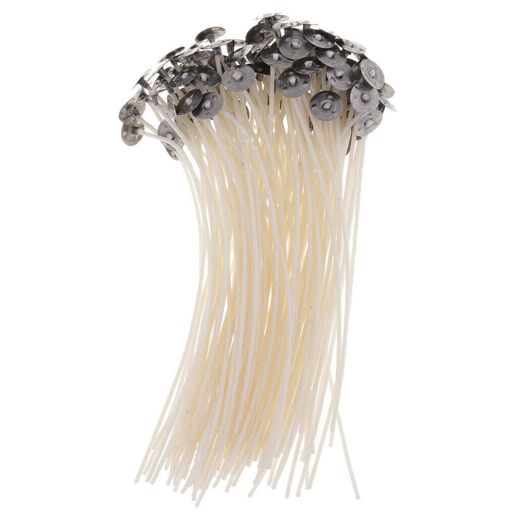 100 Pieces Pre Waxed Candle Wicks for Candle Making With Sustainers 15cm