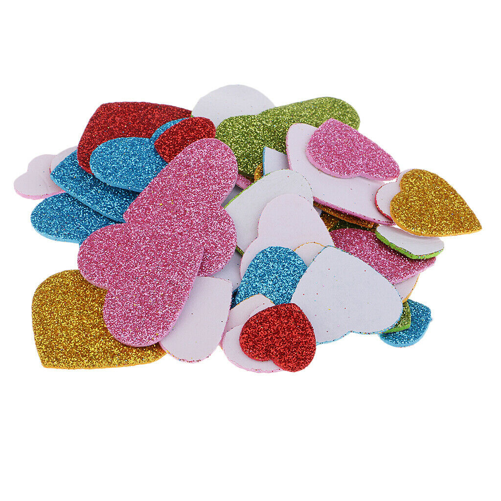 200 Pcs Heart Glitter Foam Wall Stickers for Kids Nursery Living Room Decor