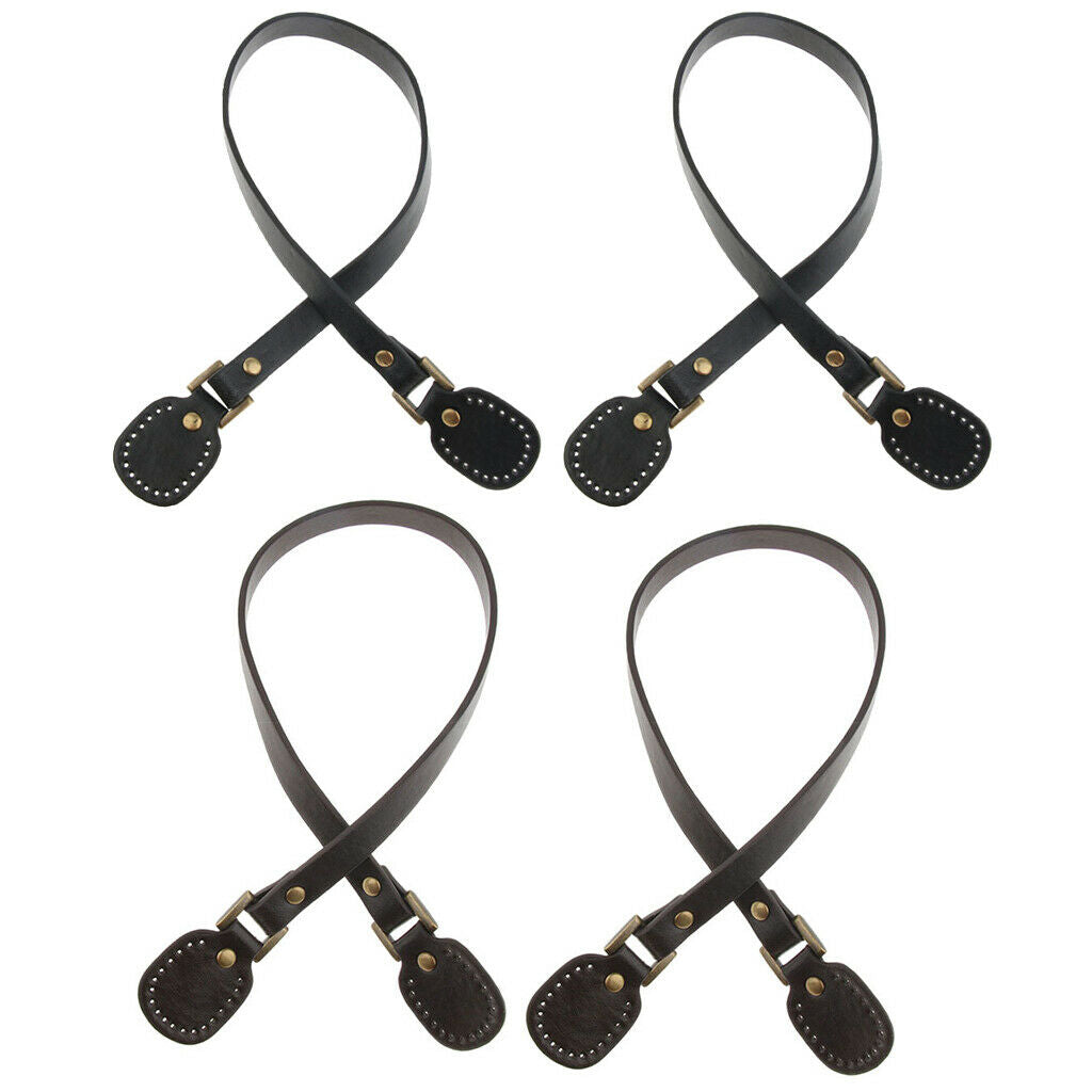 2Pairs Purses Straps Bag Handles for DIY Making Purse Accessory Black+Brown