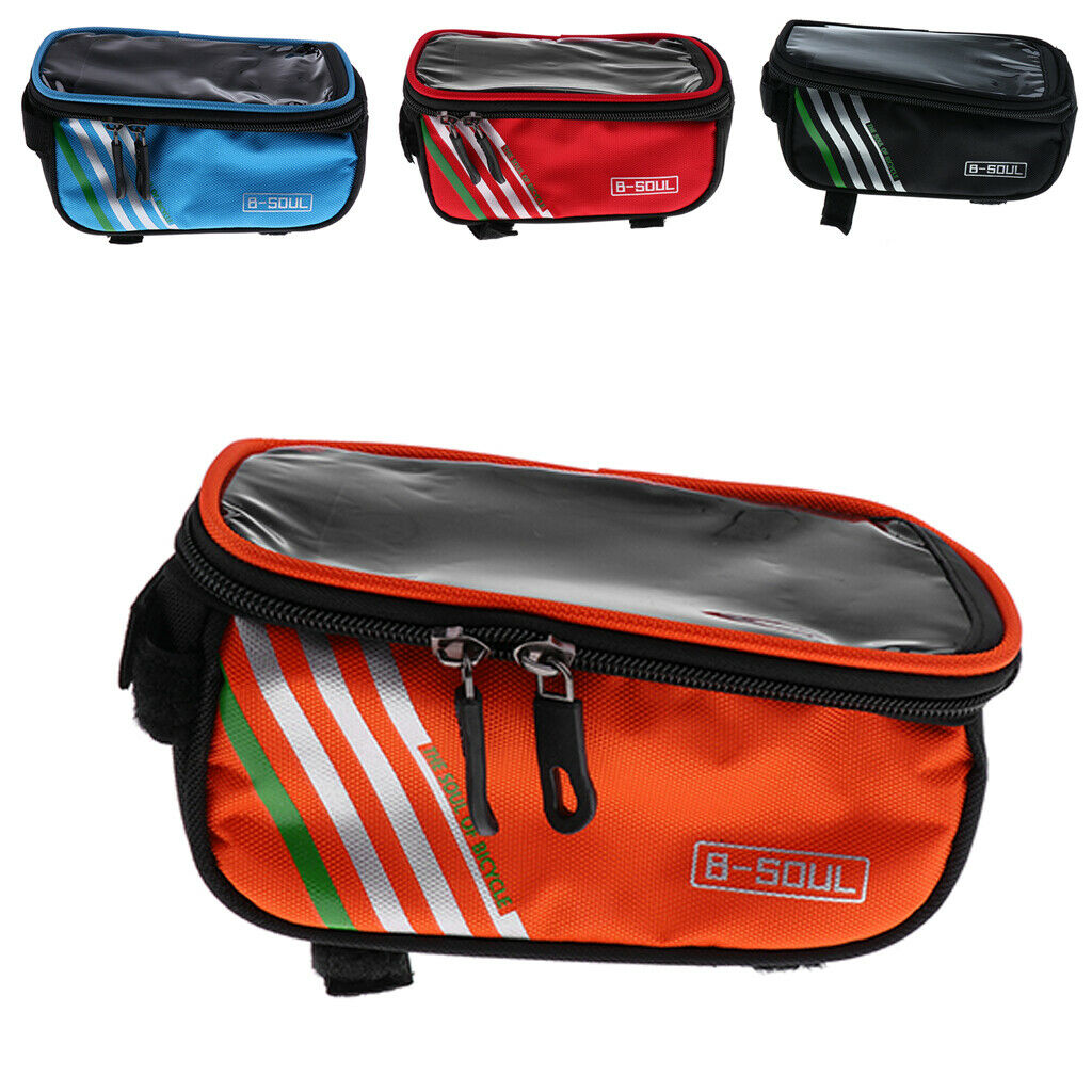 Waterproof Bike Bag 5.5inch Touch Screen Bicycle Frame Front Tube Bag Red