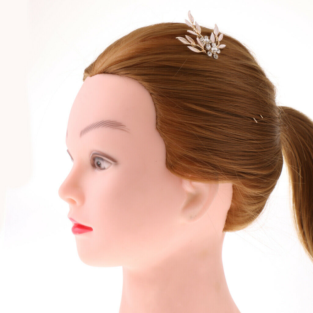 3 Pieces Pearls Diamante Leaf Hair Pins Vine Wedding Bridal Headpieces