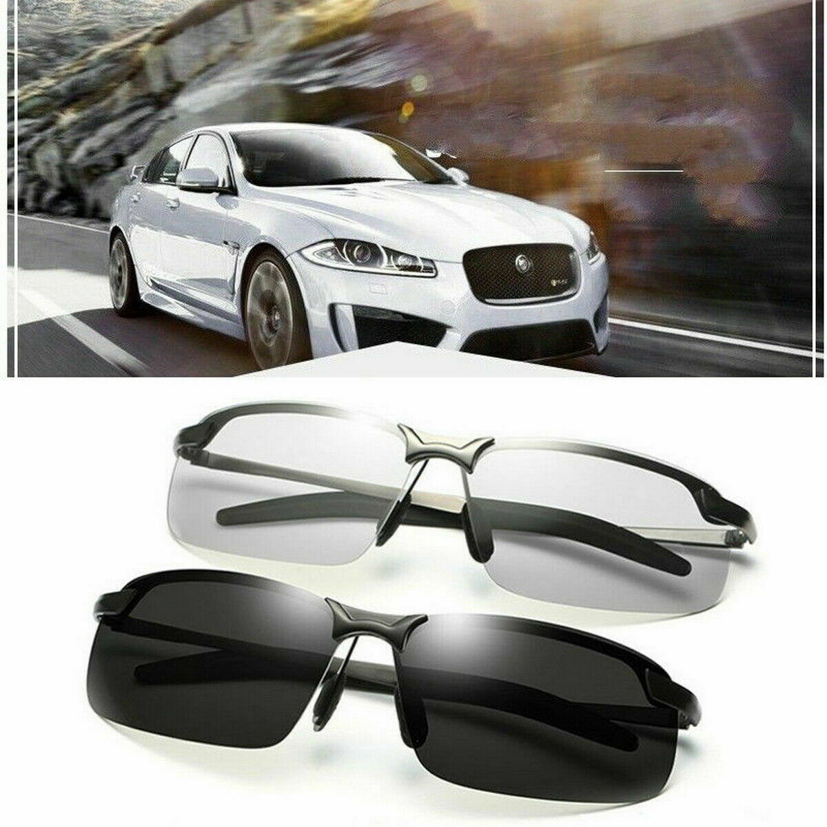 Photochromic Polarised Sunglasses UV400 Polarized Fishing Driving Eyewear Retro