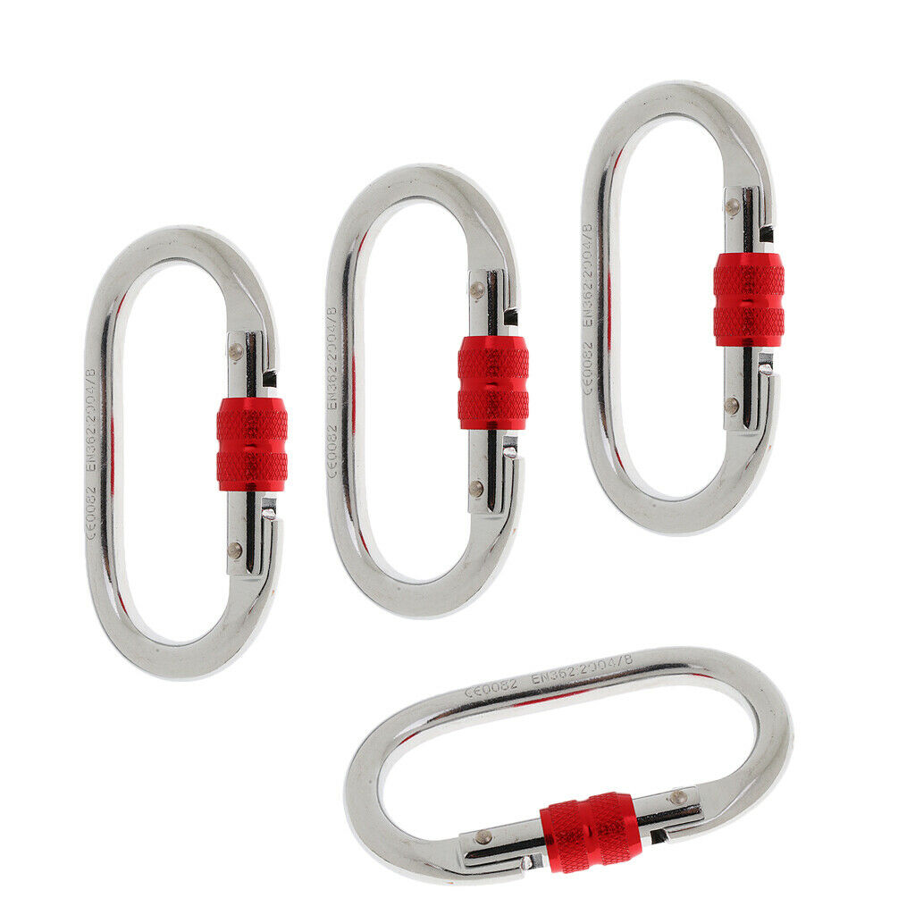 4 Pack Heavy Duty D-Ring Locking Carabiner, 25KN Large Carabiners Clip for