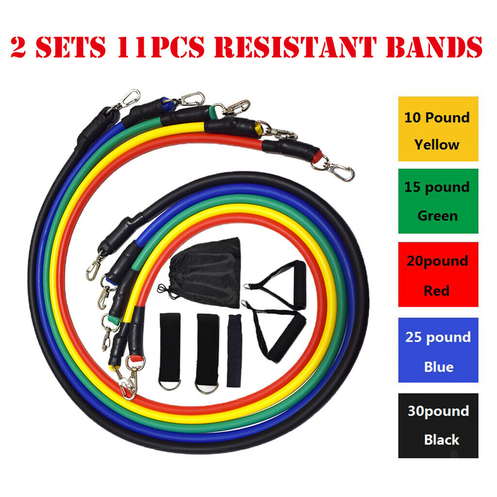 2Sets 11Pcs Resistance Bands Kit with Foam Handles Workout Bands Gym Fitness
