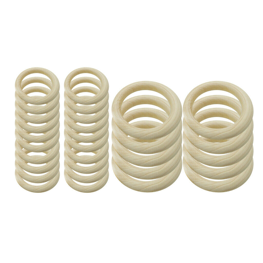 30Pcs Natural Wood Rings Unfinished Wooden Rings DIY Maple Teething Ring Craft