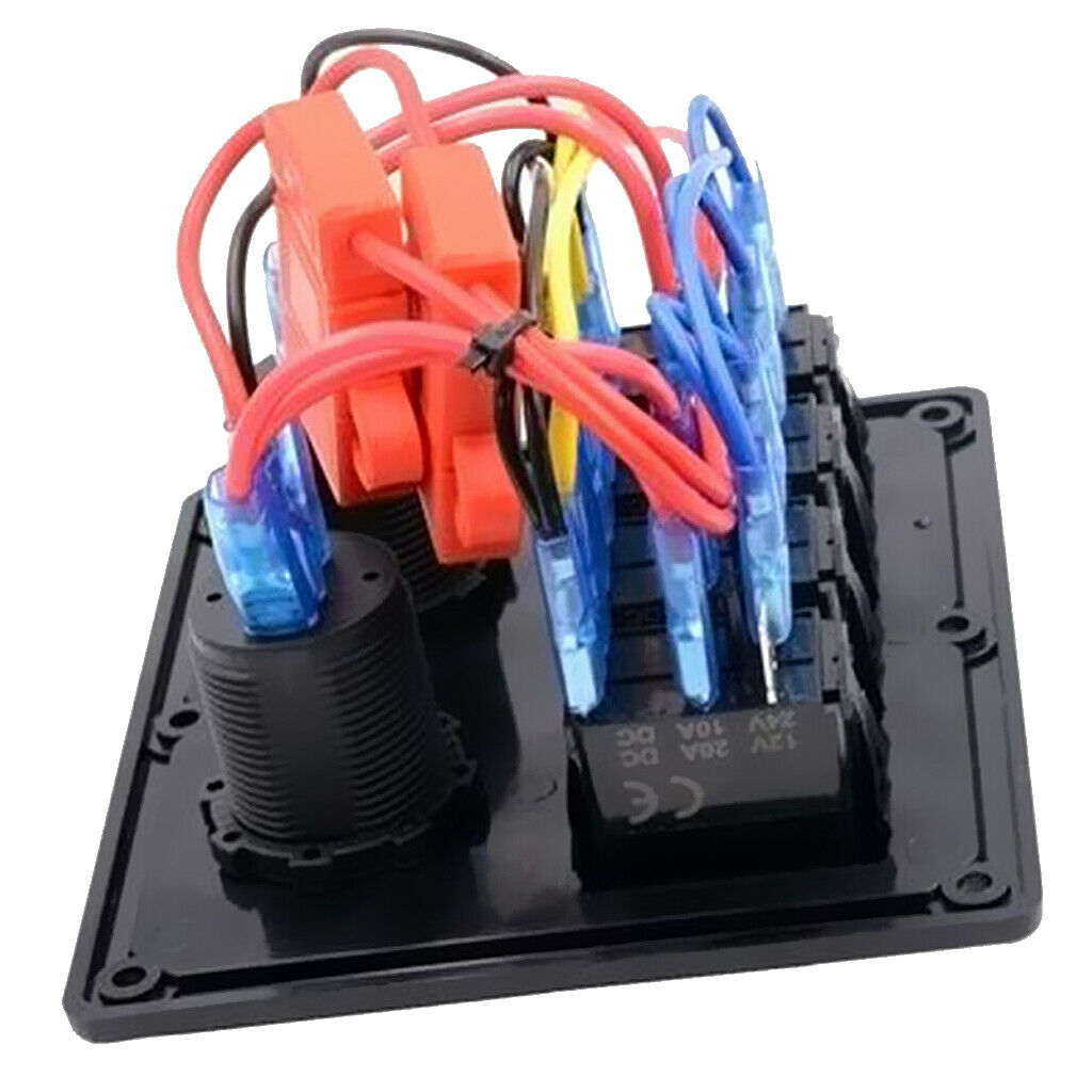 4 GANG Rocker Switch Panel Circuit Breaker Dual LED Car Marine Boat 12V 24V