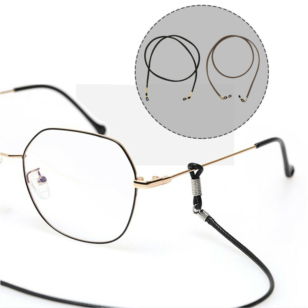 2Pcs Sport Eyeglasses Holder Cord PU Leather Rope Strap Sunglasses Retainer