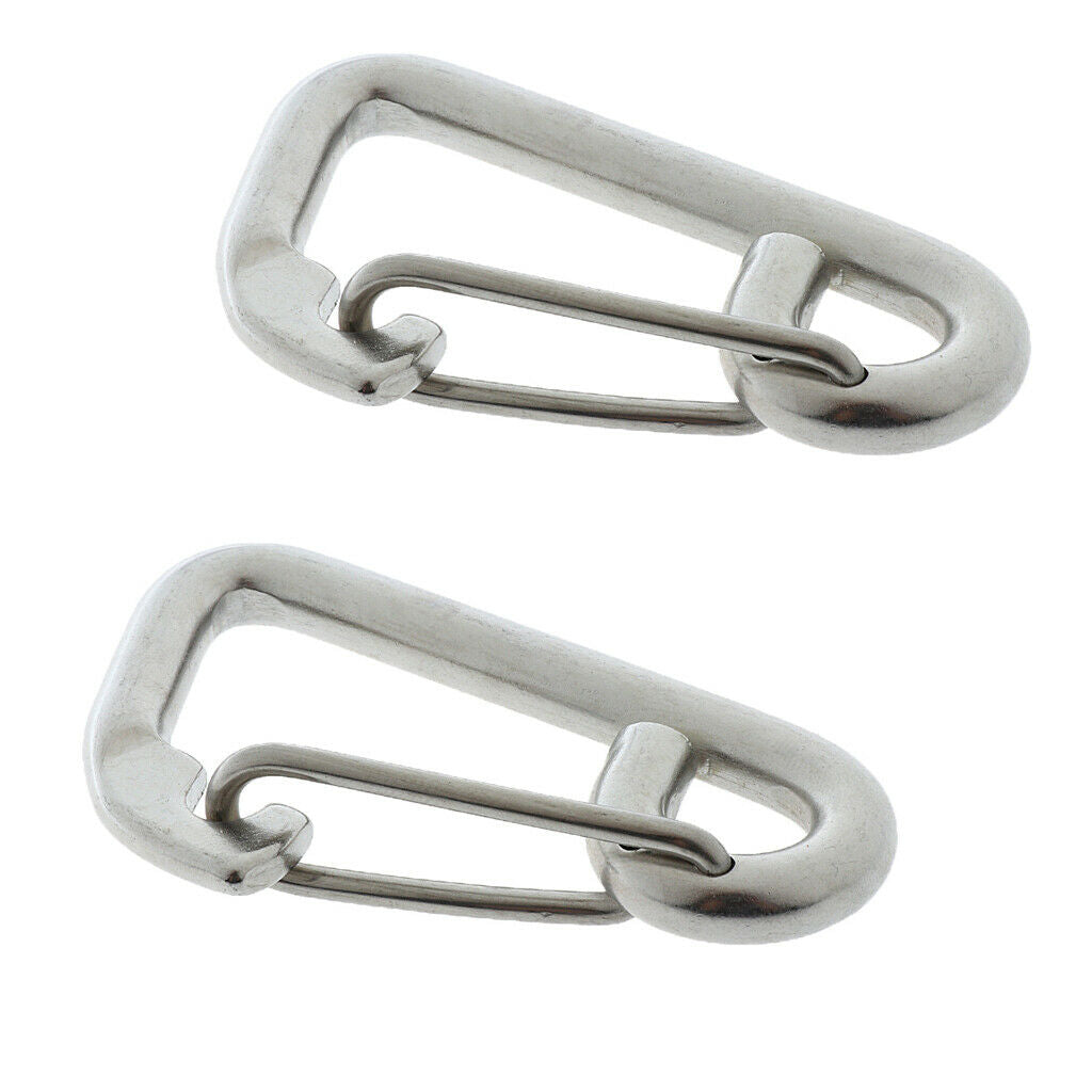 2x 8cm Marine Grade Stainless Steel Snap Hook Buckle Carabiner Climbing