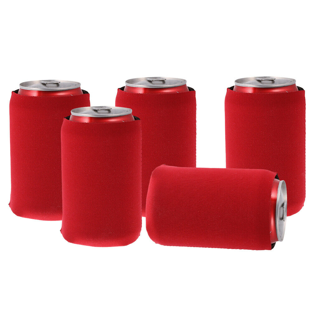 5x Neoprene Beer Cups Can Coolers Beer Bottle Coolers Bottle Covers Rose Red