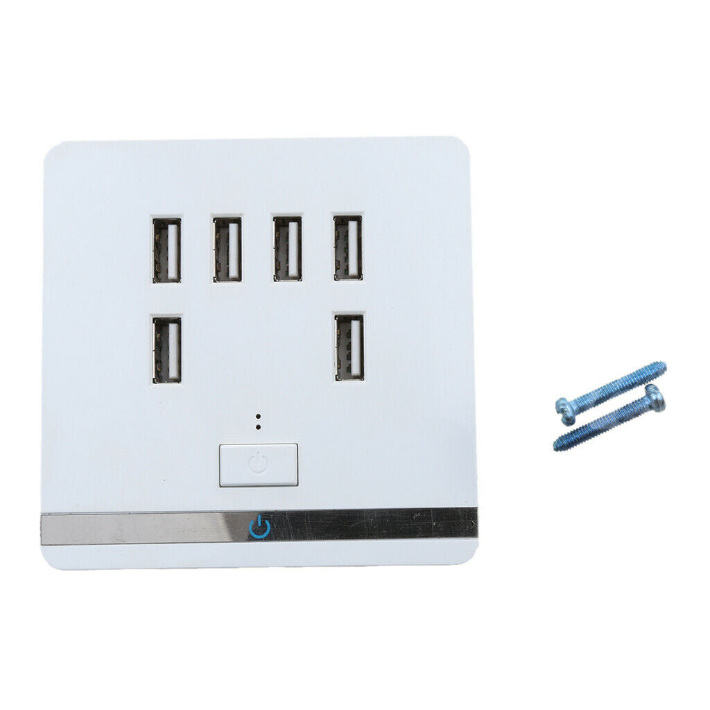 USB Wall Charger Outlet Power Socket Plate Panels Switch 3.4A 6 Port