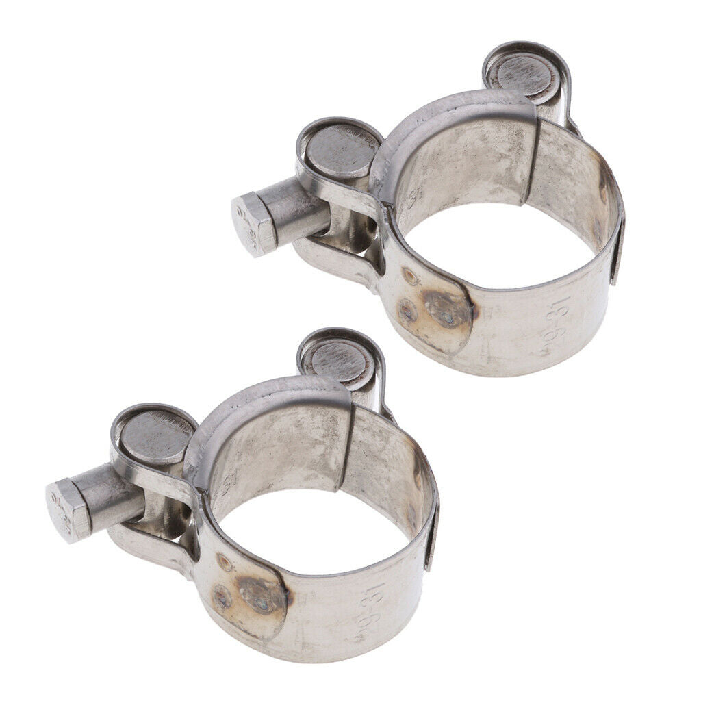 2Pcs Universal 29-31mm Motorcycle Exhaust Pipe Clamp Caliper Stainless Steel