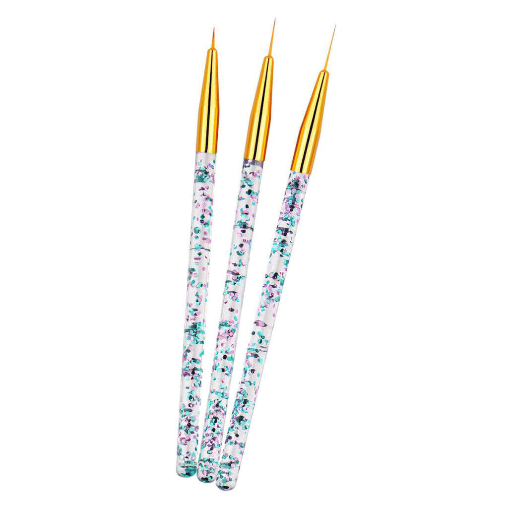 6x 7/9/14mm Nail Art Brush Set for Thin Lines Striping Blending Tiny Details