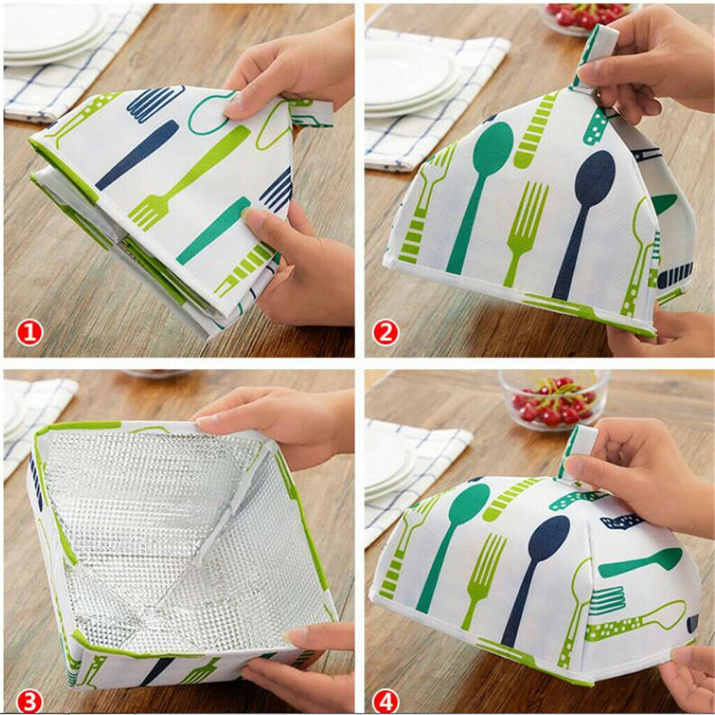 Foldable Insulation Food Umbrella Meal Dust Cover Tent Aluminum Foil  Blue S